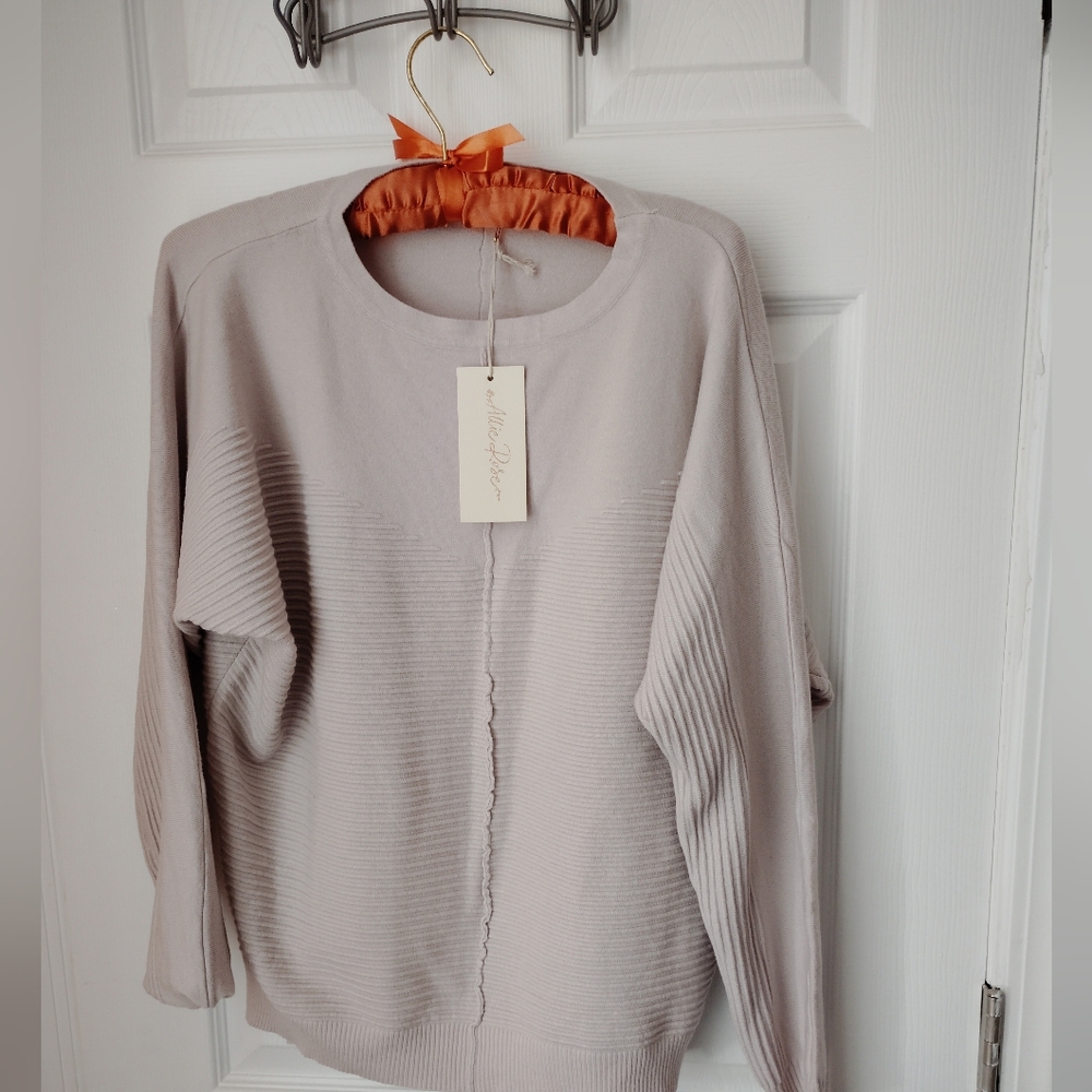 Women's Pinky 🩷 Beige Sweater Allie Rose NWT Size Large